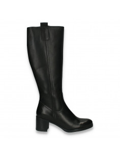 Cizme lungi din piele pentru femei, model clasic, negre - W1156