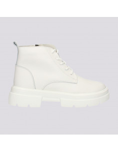 Ghete din piele pentru femei, model clasic, albe - W1215