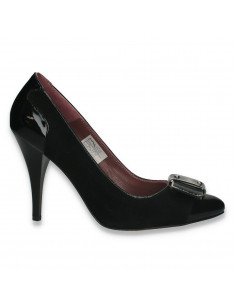 Pantofi dama din piele, cu toc stiletto, negri - W1222