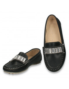 Mocasini fete, cu strasuri, negri - W1232 2