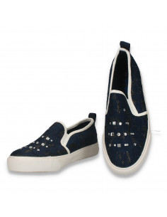 Espadrile bleumarin, din dantela, pentru fete - W1233 2
