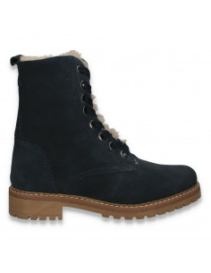Ghete dama imblanite,din piele intoarsa, bleumarin - W1236