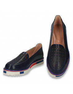 Pantofi casual dama din piele ecologica, cu perforatii, bleumarin - W1247 2