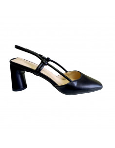 Pantofi eleganti cu toc gros, pentru femei, negri, piele eco
