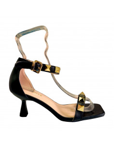Sandale elegante cu toc clepsidra, pentru dama, negre