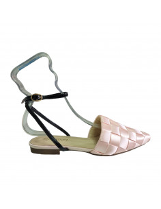 saboti dama, saboti pentru femei, saboti eleganti cu toc jos femei, saboti roz pastel slingback, saboti cu bareta