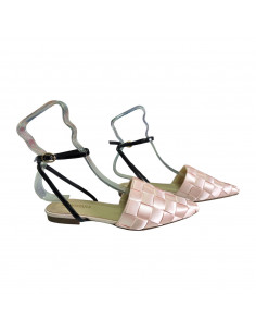 saboti dama, saboti pentru femei, saboti eleganti cu toc jos femei, saboti roz pastel slingback, saboti cu bareta 2
