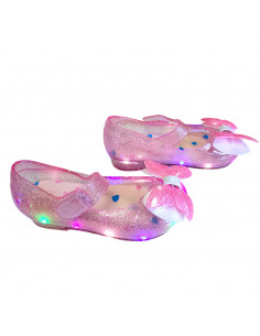 pantofi fetite cu led, balerini cu led pentru fetite, balerii roz cu sclipici, balerini roz cu leduri 2
