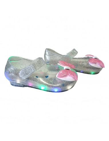 pantofi fetite cu led, balerini cu led pentru fetite, balerii argintii cu sclipici, balerini argintii cu leduri