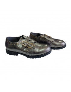 pantofi fete, pantofi fete din piele ecologica, pantofi fete din piele ecologica argintie, pantofi fete cu bareta si catarama 2