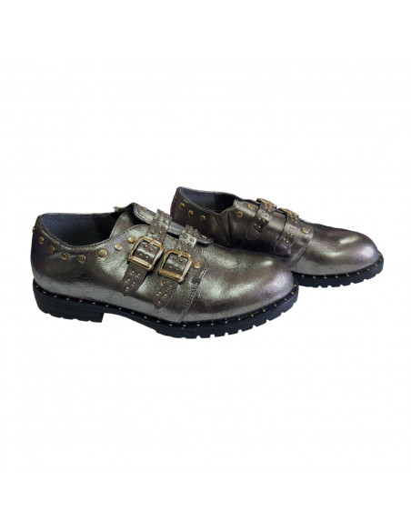 pantofi fete, pantofi fete din piele ecologica, pantofi fete din piele ecologica argintie, pantofi fete cu bareta si catarama