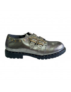 pantofi fete, pantofi fete din piele ecologica, pantofi fete din piele ecologica argintie, pantofi fete cu bareta si catarama