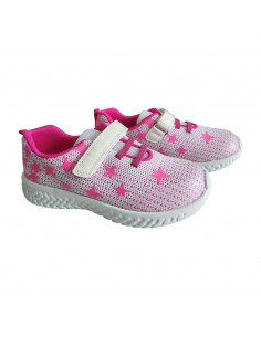 Pantofi sport fete, pantofi sport fetite, pantofi sport fete din textil, pantofi sport din textil albi cu fucsia pentru fete 2