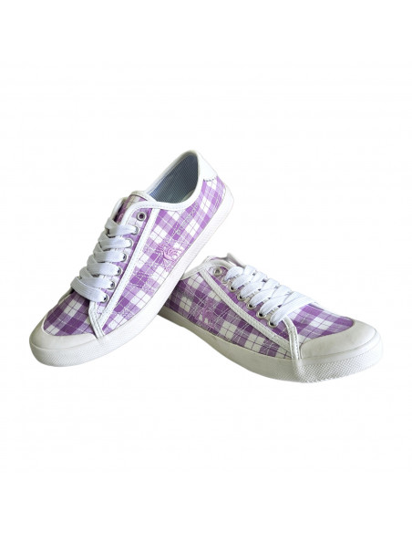 tenisi fete, tenisi violet pentru fete, tenisi cu model in carouri