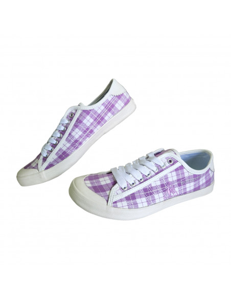 tenisi fete, tenisi violet pentru fete, tenisi cu model in carouri