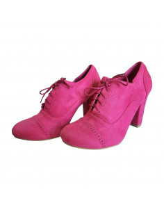 pantofi cu toc, pantofi pentru femei cu toc inalt, pantofi cu toc fucsia, pantofi cu toc inalt gros, pantofi cu siret 2