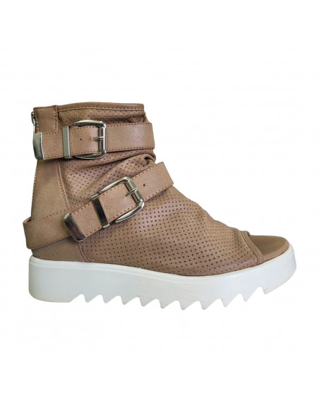Ghete femei, ghete fashion, ghete cu varf decupat, ghete din piele ecologica, ghete maro pentru femei