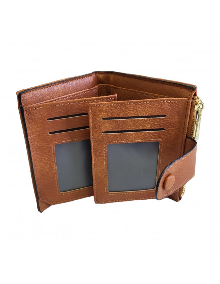 Portmoneu dama, piele eco, maro, model croco, 12 cm