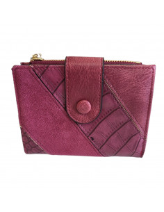 Portmoneu dama, piele eco, bordeaux, model croco, 12 cm