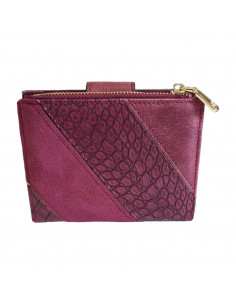 Portmoneu dama, piele eco, bordeaux, model croco, 12 cm 2