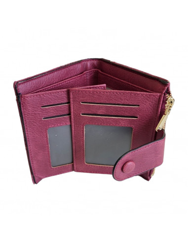 Portmoneu dama, piele eco, bordeaux, model croco, 12 cm
