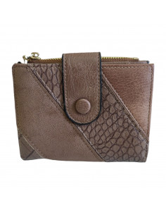 Portmoneu dama, piele eco, gri, model croco, 12 cm