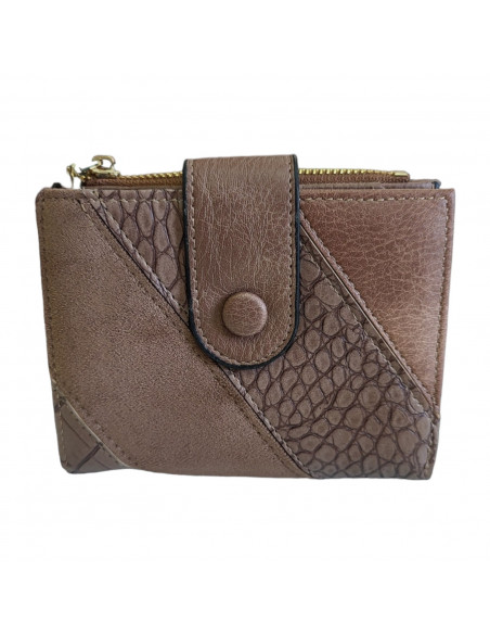Portmoneu dama, piele eco, gri, model croco, 12 cm