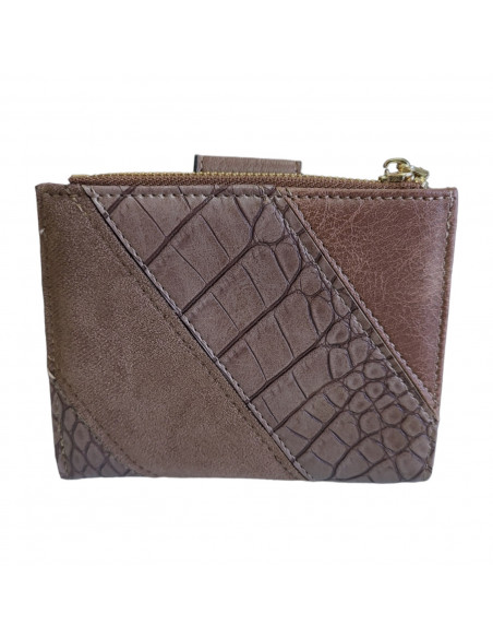 Portmoneu dama, piele eco, gri, model croco, 12 cm
