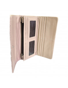 Portofel dama din piele ecologica, model matlasat, culoare roz, 19 cm 2
