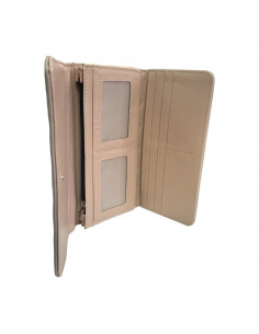 Portofel pentru dama, piele eco, model matlasat, roz, cu ornament metalic 2