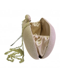 Poseta de seara eleganta, roz, din textil cu sclipici 2