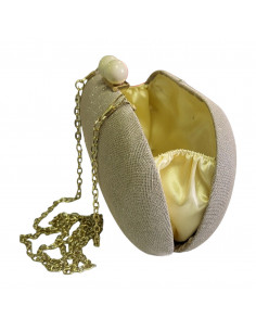Poseta de seara eleganta, aurie, din textil cu sclipici 2