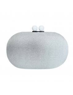 Poseta de seara eleganta, argintie, din textil cu sclipici