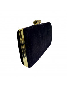 Poseta de seara tip clutch, din catifea, eleganta, neagra 2