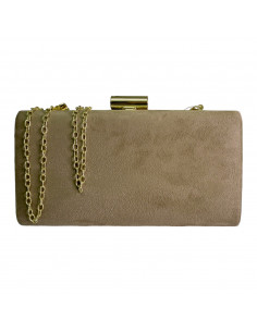 Poseta de seara tip clutch, din catifea, eleganta, maro