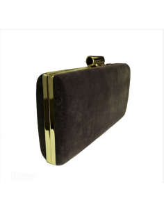 Poseta de seara tip clutch, din catifea, eleganta, gri 2