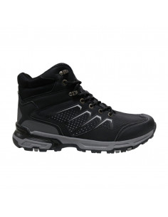 Ghete trekking din piele ecologică şi textil, pentru bărbaţi, negre