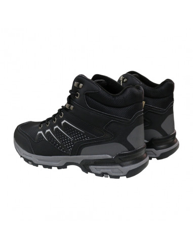 Ghete trekking din piele ecologică şi textil, pentru bărbaţi, negre