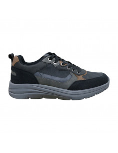 Pantofi sport din piele ecologică pentru bărbaţi, negru, gri şi maro
