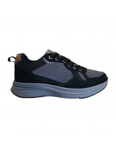 Pantofi sport pentru bărbaţi, piele ecologică şi textil, negru cu gri