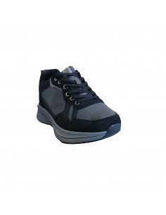 Pantofi sport pentru bărbaţi, piele ecologică şi textil, negru cu gri 2