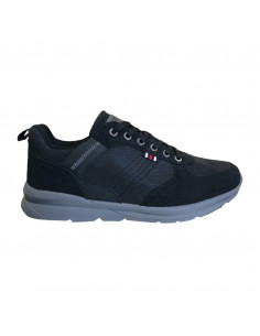 Pantofi sport pentru bărbaţi, piele ecologică întoarsă şi textil, negri