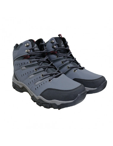 Ghete trekking din piele ecologică şi textil, pentru bărbaţi, gri albăstrui cu negru