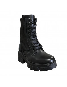 Ghete moderne pentru damă, din piele eco şi textil, negre 2
