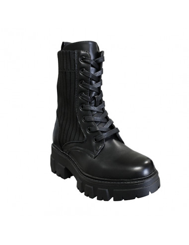 Ghete moderne pentru damă, din piele eco şi textil, negre
