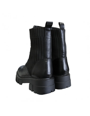 Ghete moderne pentru damă, din piele eco şi textil, negre