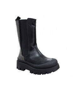 Cizme glamour cu talpă înaltă şi ştrasuri, pentru damă, din piele eco, negre 2