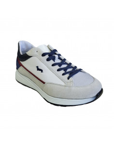 Pantofi sport bărbaţi, piele naturală şi textil, alb/bleumarin/gri/roşu/negru 2