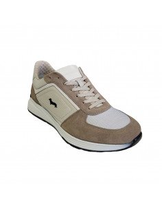 Pantofi sport bărbaţi, piele naturală şi textil, alb/gri/maro 2