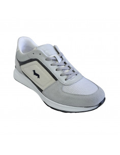 Pantofi sport bărbaţi, piele naturală şi textil, alb/gri/negru 2